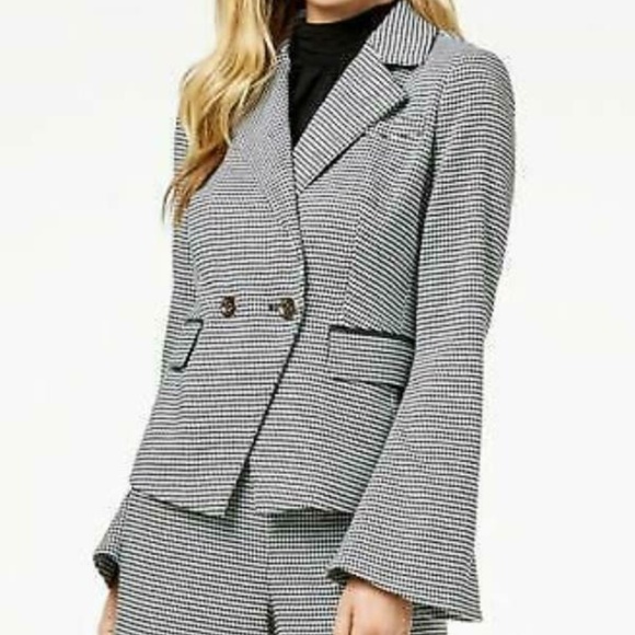 Rachel Zoe Blazer Jacket Black Houndstooth 2 - Picture 1 of 5